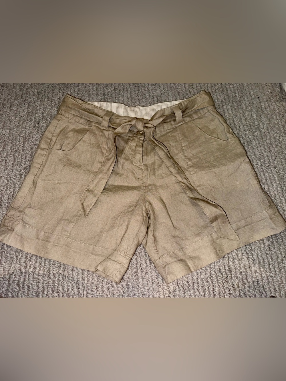 Linen Tie-Waist Shorts Beige Size 8 Like New